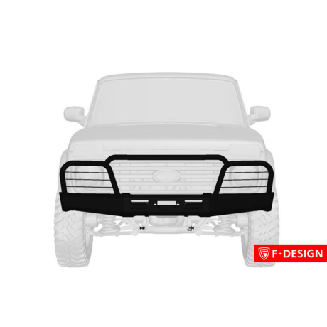 силовой передний бампер f-design с площадкой под лебедку с защитными дугами для L@DA 4x4 (не окрашенный) купить недорого с доставкой в Надым
